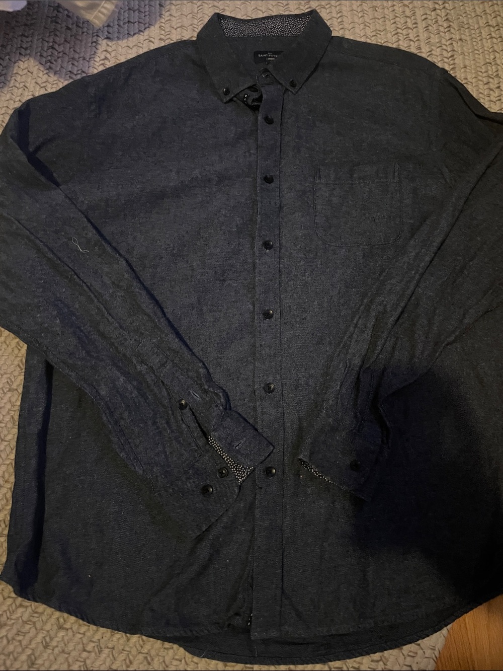 Rue Saint-Patrick Montreal Dark Gray Men’s Button-Up Shirt - Casual Long Sleeve